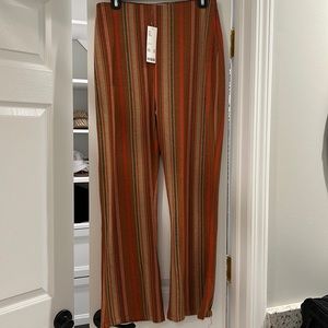 Orange & brown striped flare pants